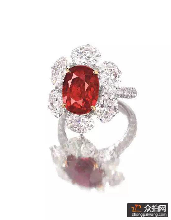 6.02 克拉“缅甸鸽血红”天然红宝石戒指，成交价格：港元$17，480，000